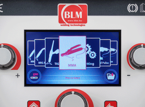 BLM PRO Power Pulse MIG Synergic 3200 3in1 ALU ipari MIG/MAG (CO), TIG (AWI), MMA inverteres hegesztőgép kijelzője